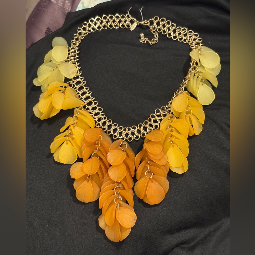 Natasha Couture Gold and Yellow Statement Necklace
